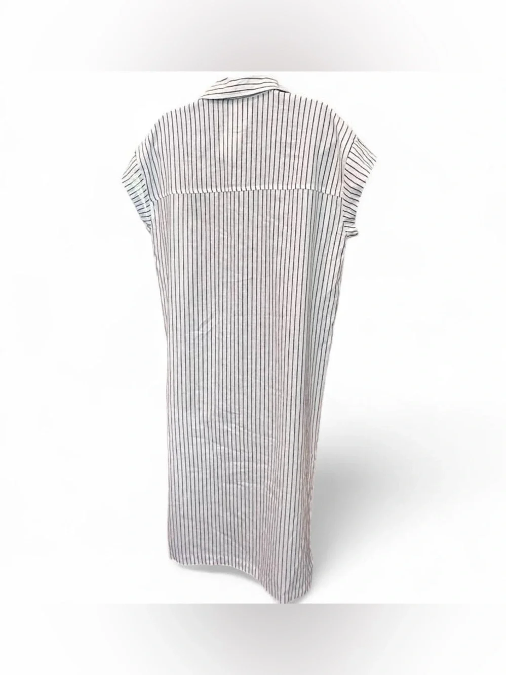 NWT Calia Black & White‎ Striped Button Down Linen Cover-Up Dress MEDIUM